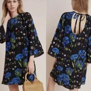Anthropologie Maeve Lucinda Tunic Dress Size XS Floral Silk